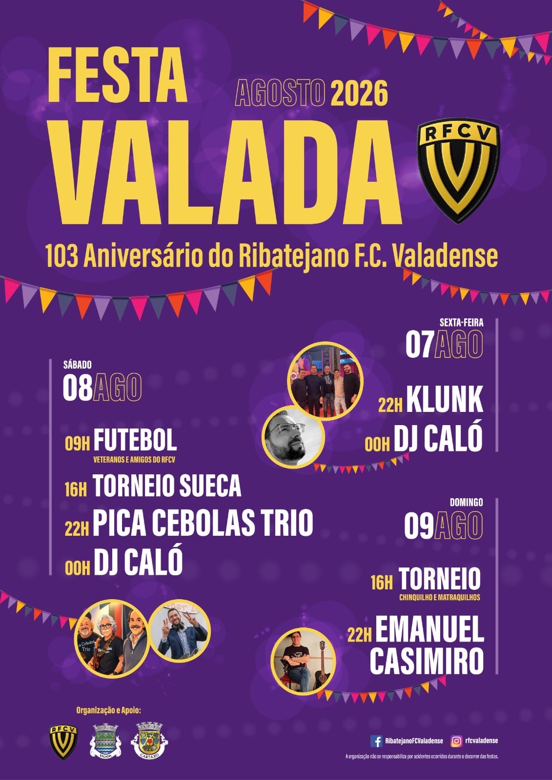 Cartaz de 103.º Aniversário do Ribatejano F.C. Valadense