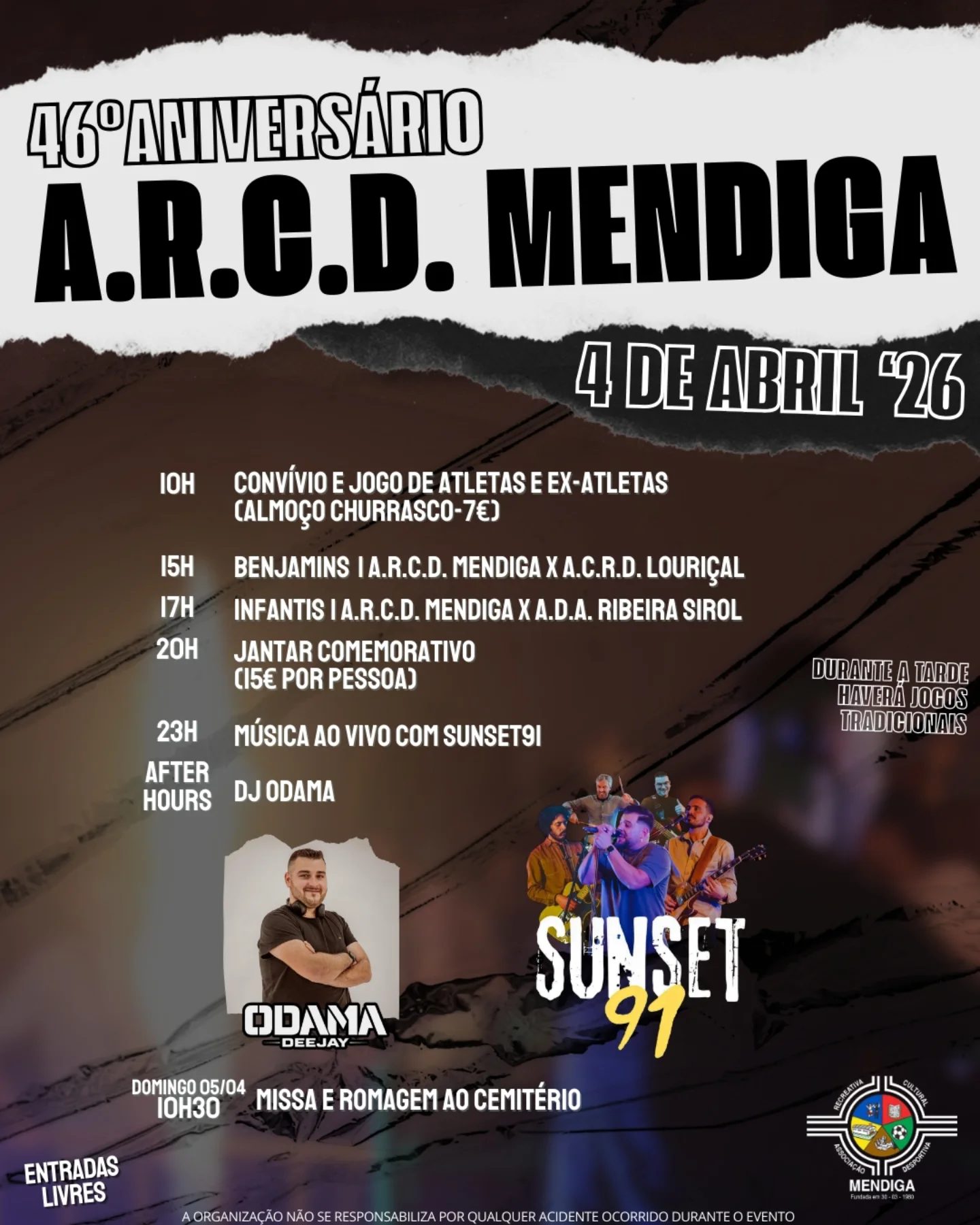 Cartaz de 46.º Aniversário A.R.C.D. Mendiga