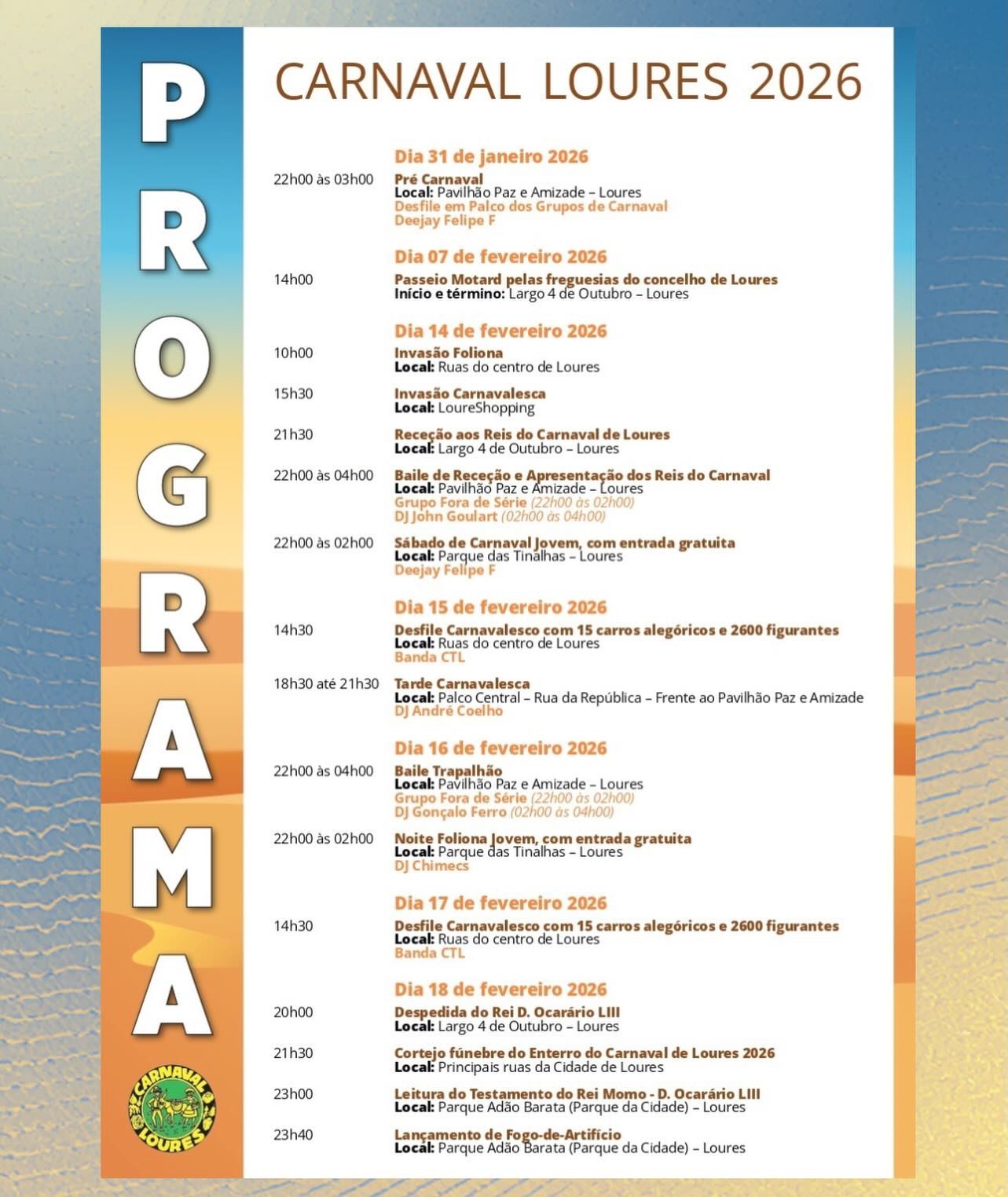 Cartaz de Carnaval de Loures 2026
