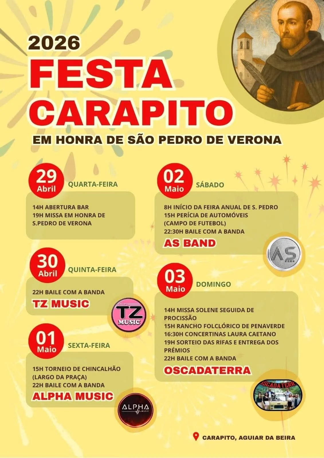 Cartaz de Festa Carapito em Honra de S. Pedro de Verona