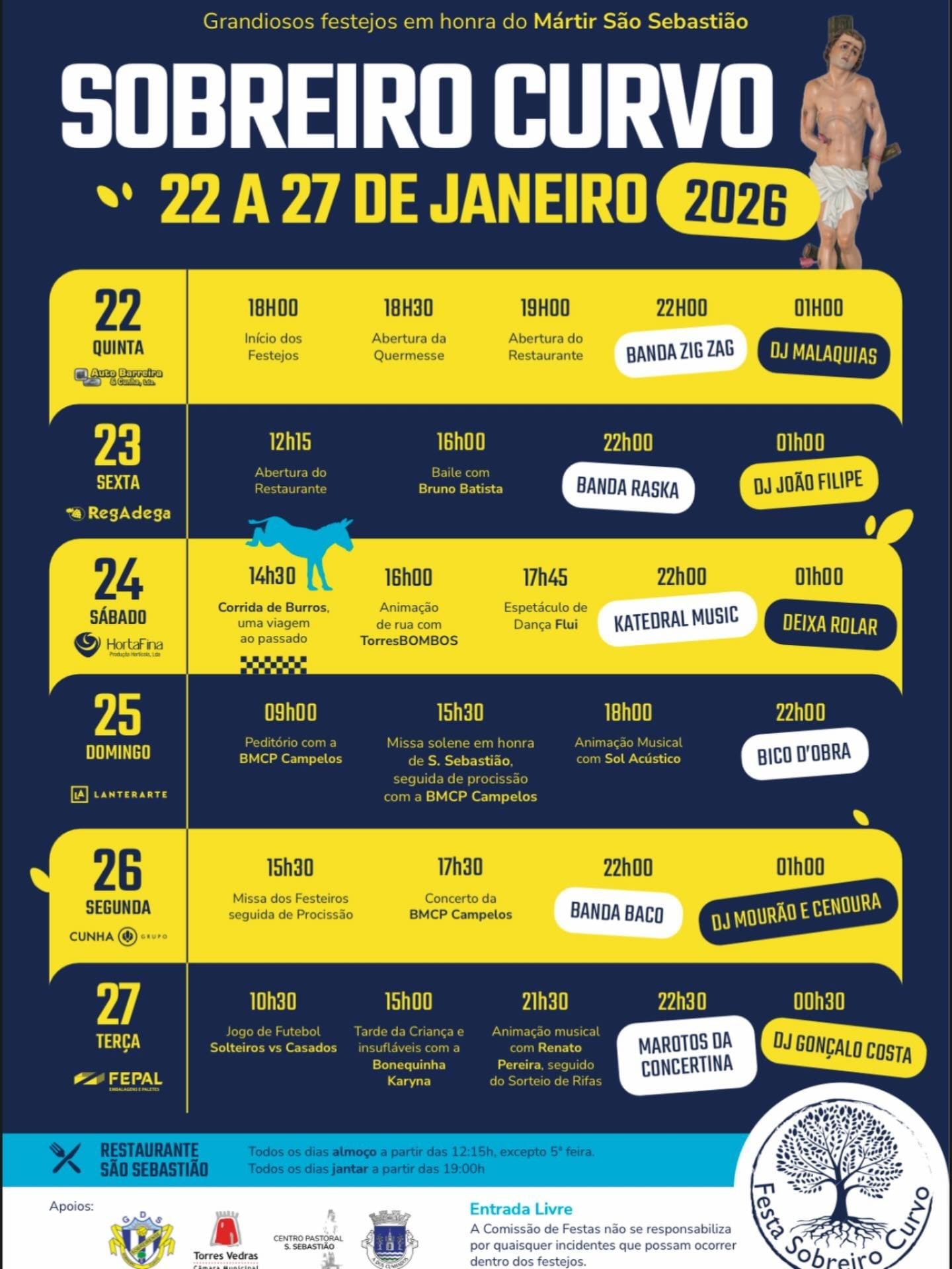 Cartaz de Festa de São Sebastião - Sobreiro Curvo 2026