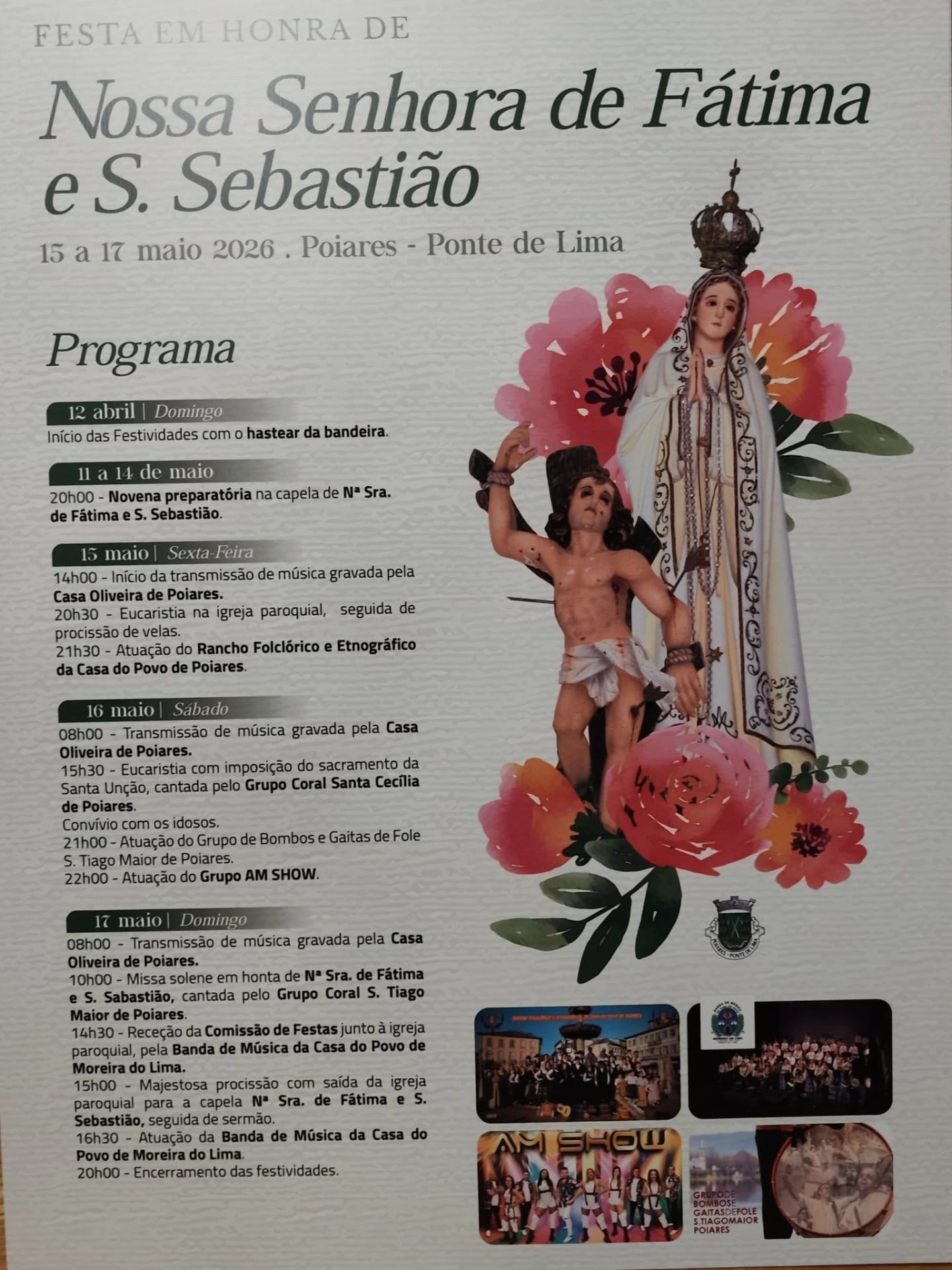 Cartaz de Festa em Honra de N.ª Sr.ª de Fátima e S. Sebastião