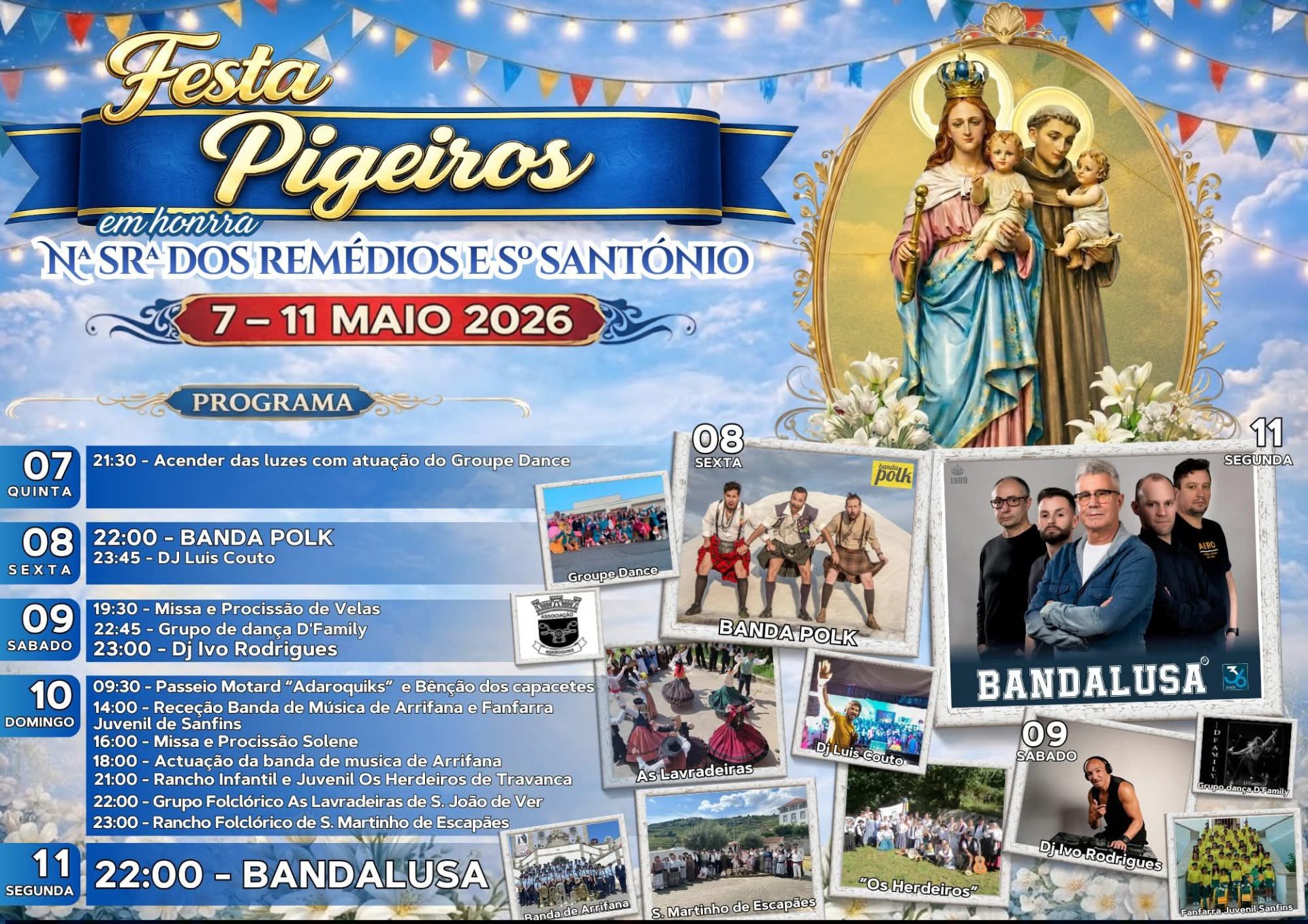 Cartaz de Festa em Honra de N.ª Sr.ª dos Remédios e S. António