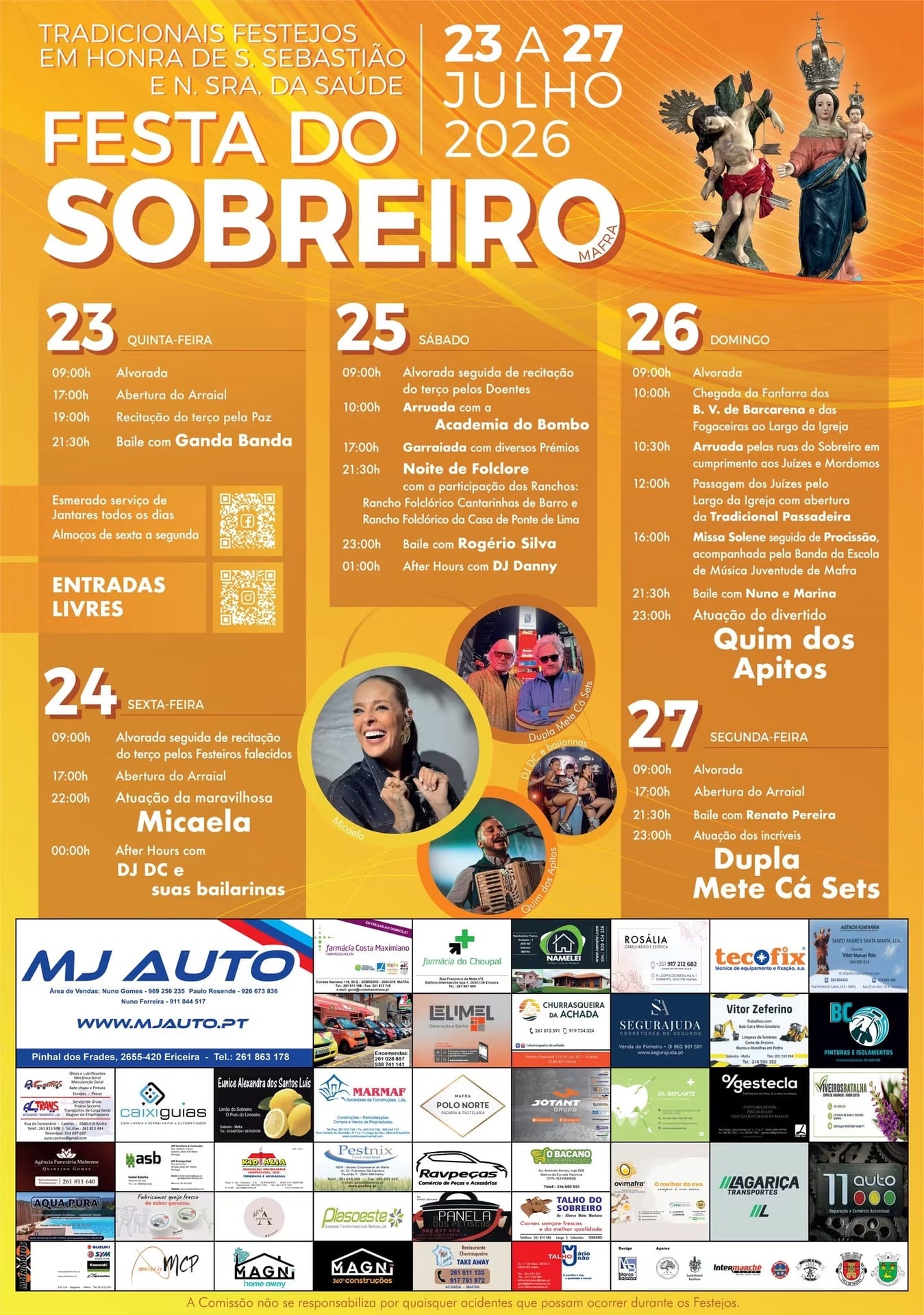 Cartaz de Festa em Honra de S. Sebastião e N.ª Sr.ª da Saúde