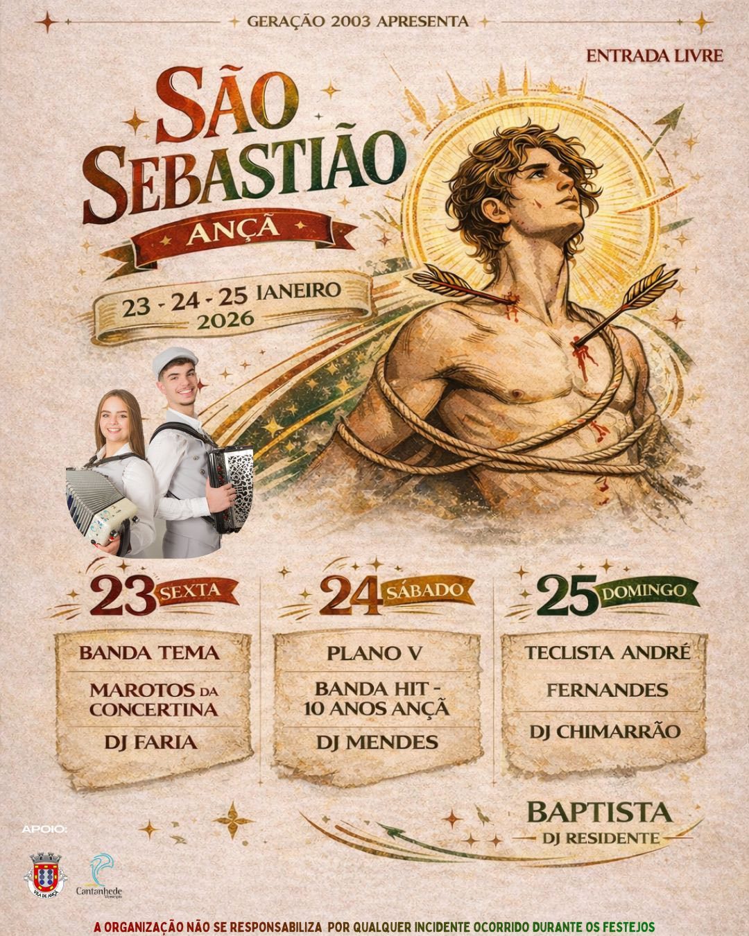 Cartaz de Festa em Honra de São Sebastião 2026