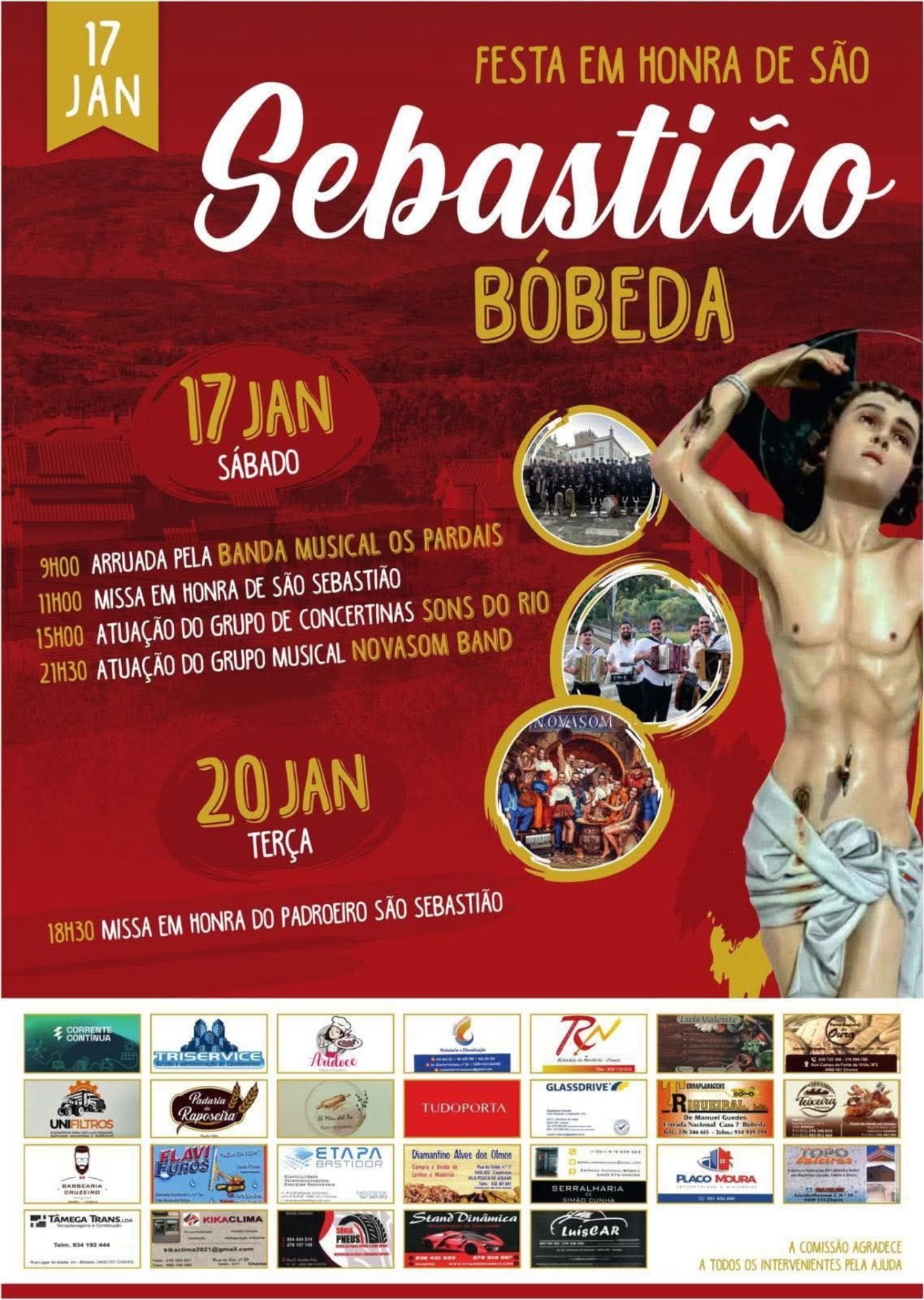 Cartaz de Festa em Honra de São Sebastião – Bóbeda
