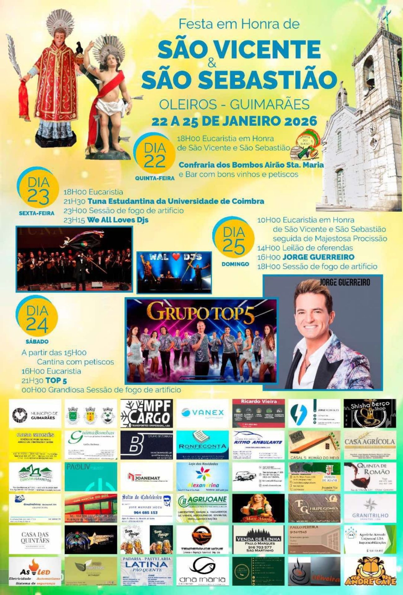 Cartaz de Festa em Honra de São Vicente e São Sebastião – Oleiros