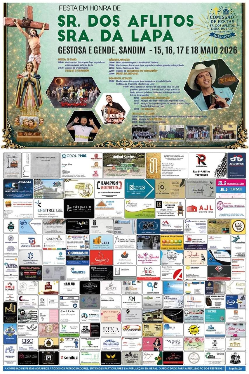 Cartaz de Festa em Honra de Sr. dos Aflitos e Sr.ª da Lapa
