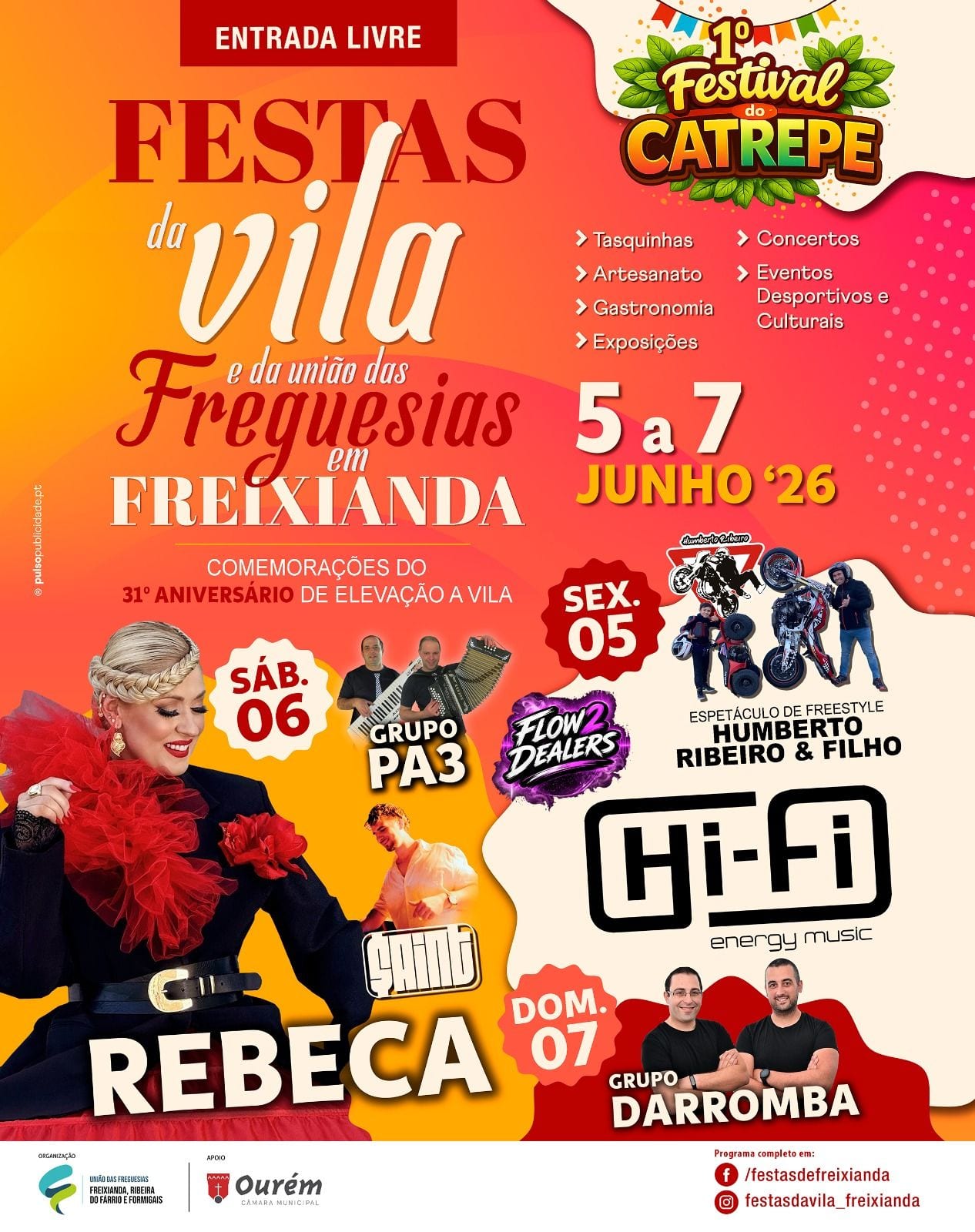 Cartaz de Festas da Vila e da União das Freguesias em Freixianda