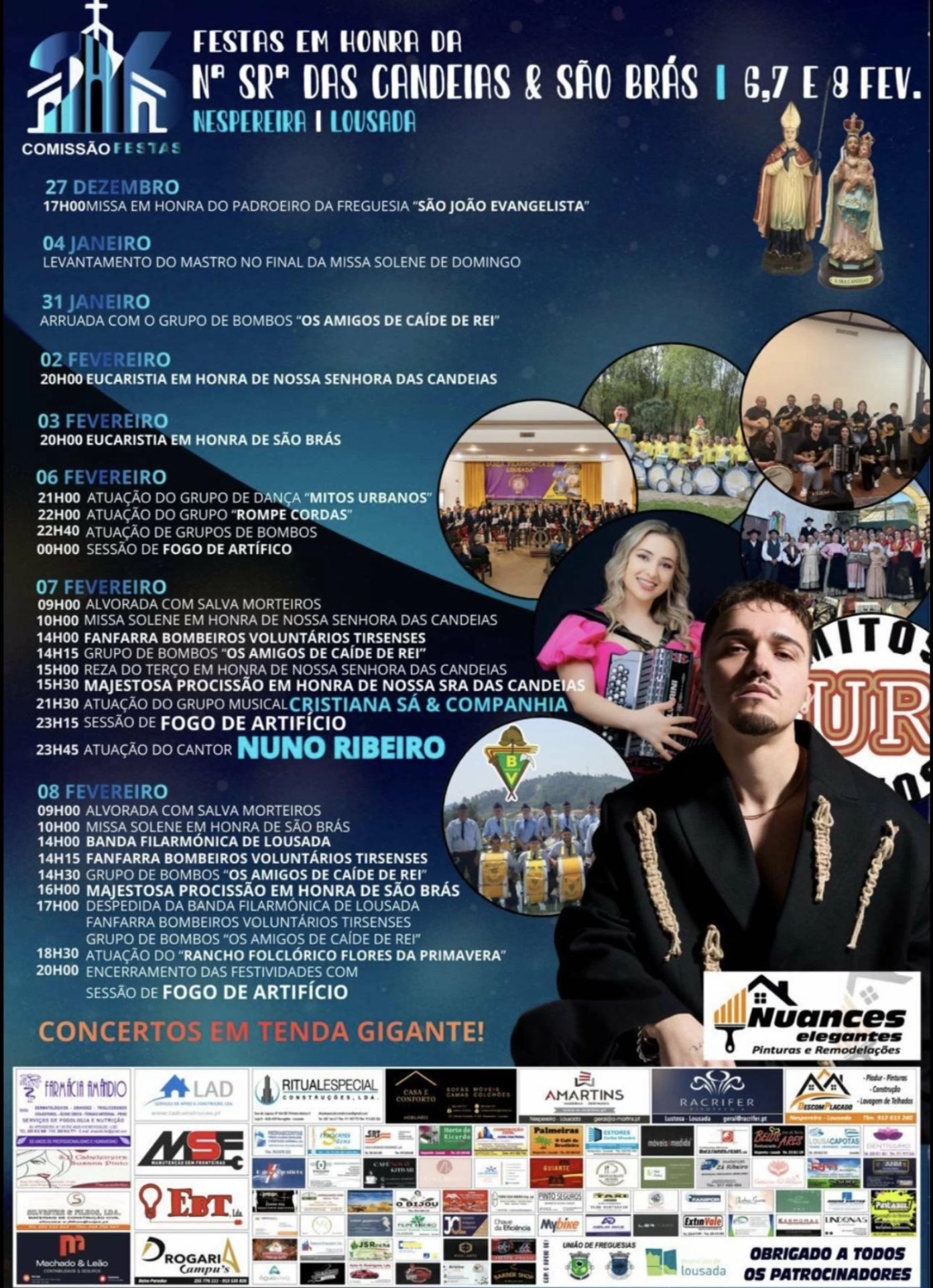 Cartaz de Festas em honra da N.ª Sr.ª das Candeias e São Brás