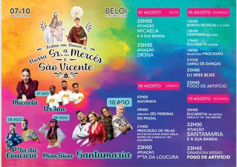 Cartaz de Festas em Honra de N.ª Sr.ª das Mercês e S. Vicente