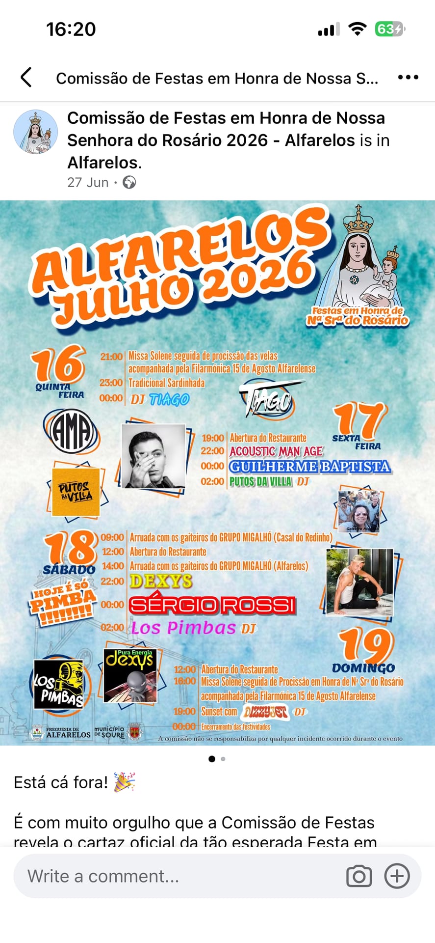 Cartaz de Festas em Honra de N.ª Sr.ª do Rosário