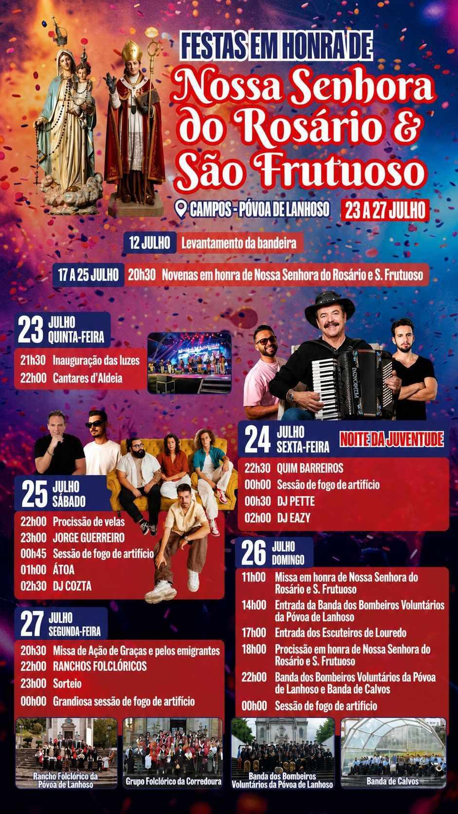 Cartaz de Festas em Honra de N.ª Sr.ª do Rosário & S. Frutuoso