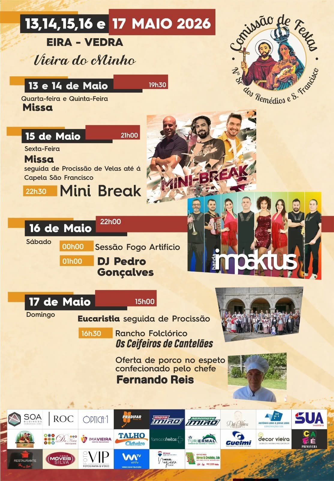 Cartaz de Festas em Honra de N.ª Sr.ª dos Remédios e S. Francisco