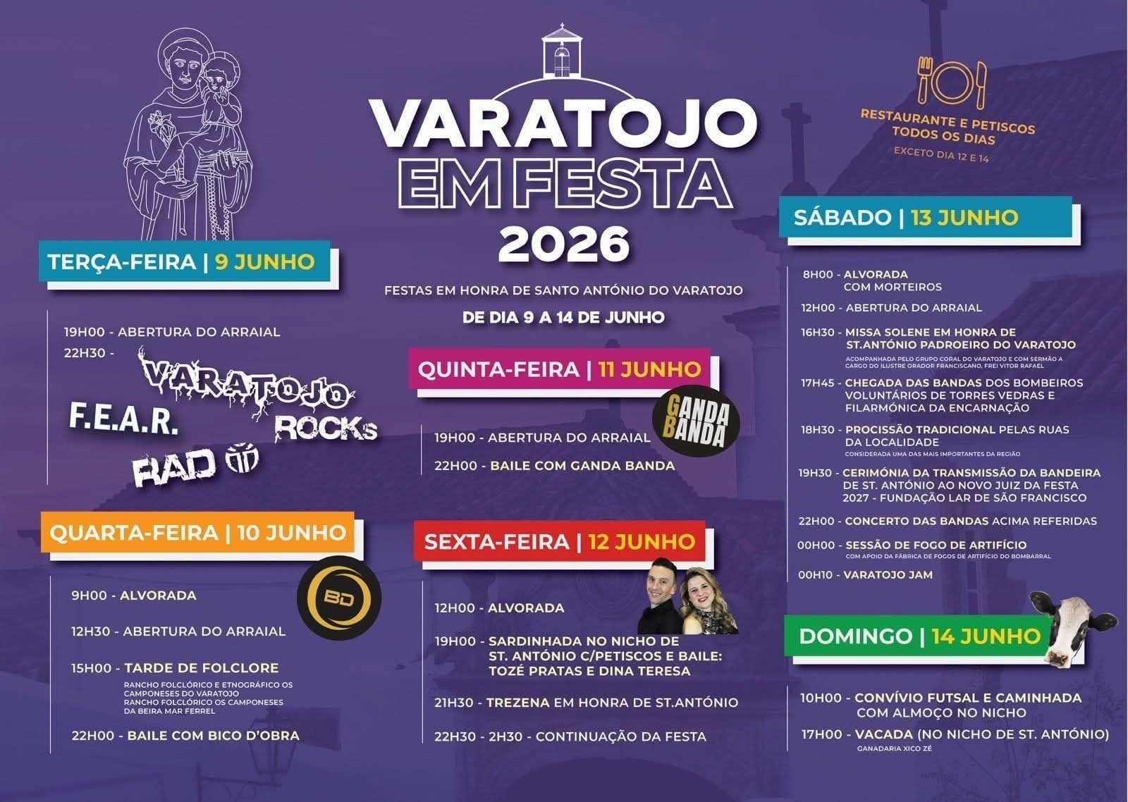 Cartaz de Festas em Honra de S. António do Varatojo