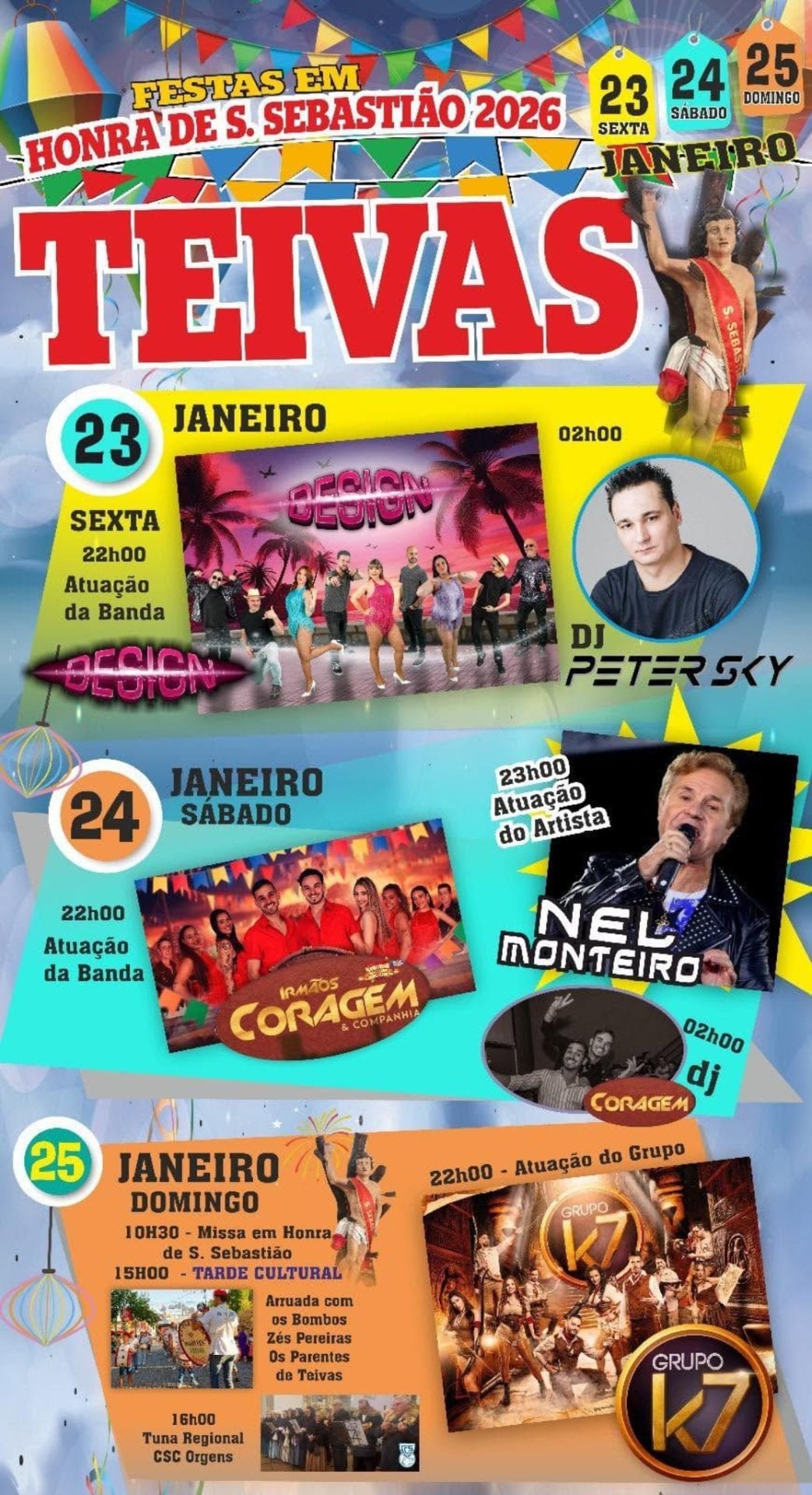 Cartaz de Festas em Honra de S. Sebastião 2026 – Teivas