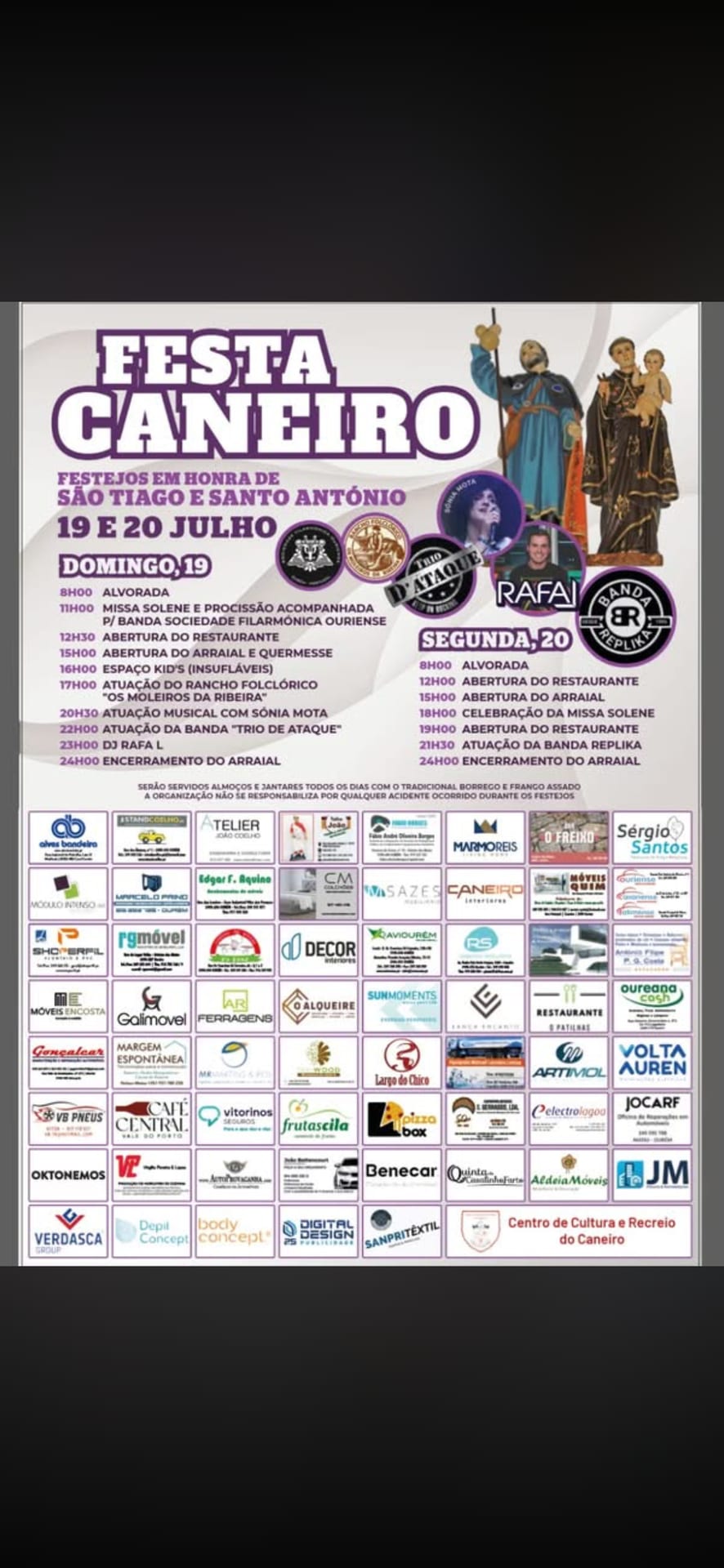 Cartaz de Festas em Honra de S. Tiago e St. António