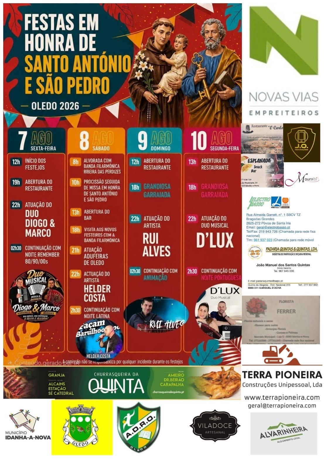 Cartaz de Festas em Honra de St. António e S. Pedro