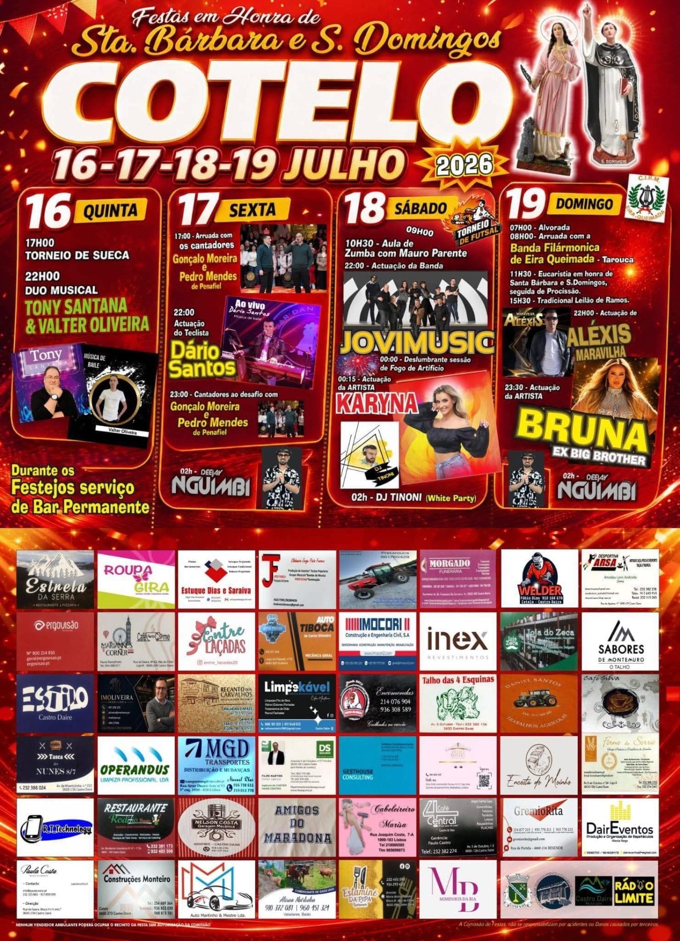 Cartaz de Festas em Honra de St.ª Bárbara e S. Domingos
