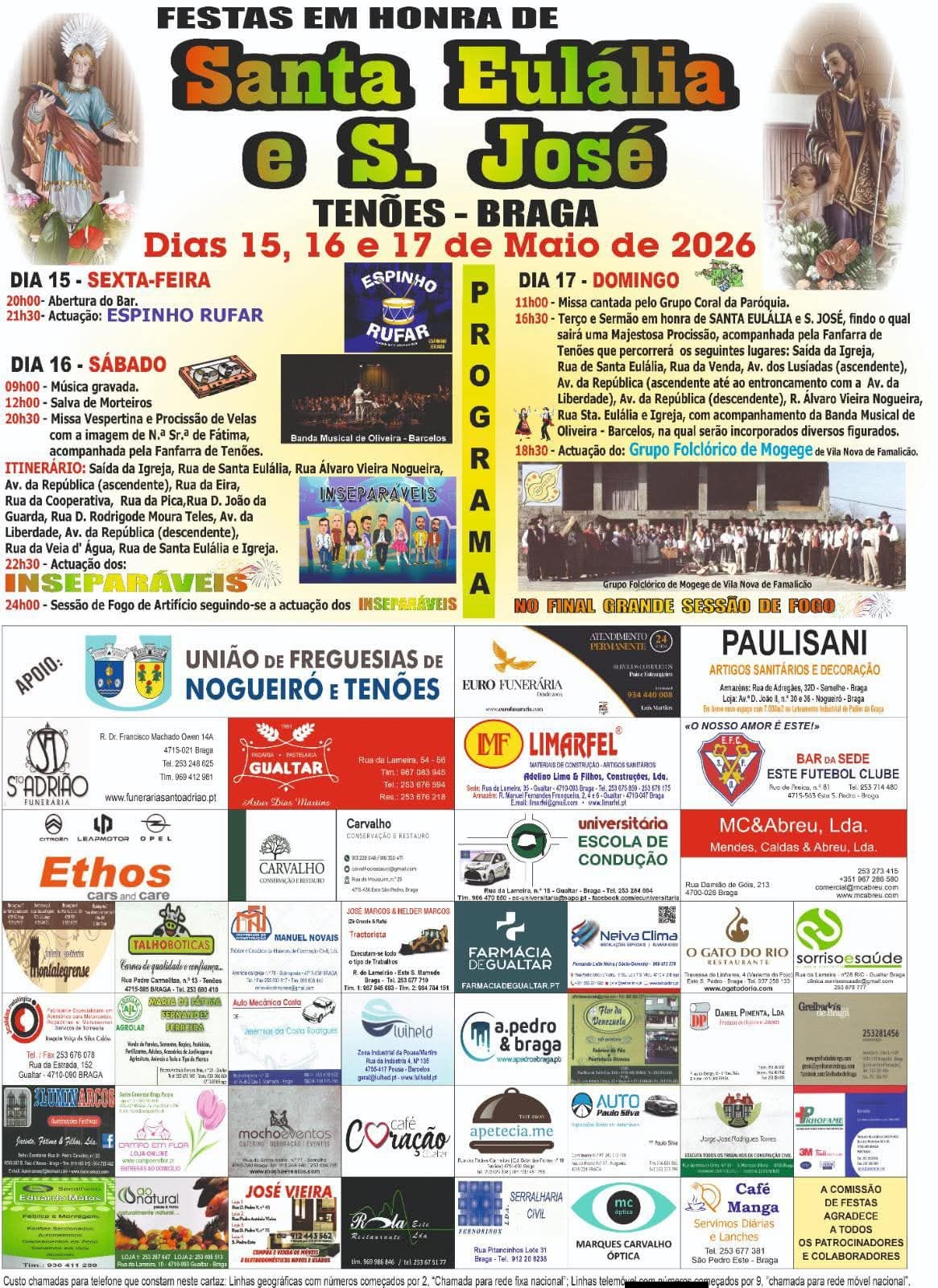 Cartaz de Festas em Honra de St.ª Eulália e S. José