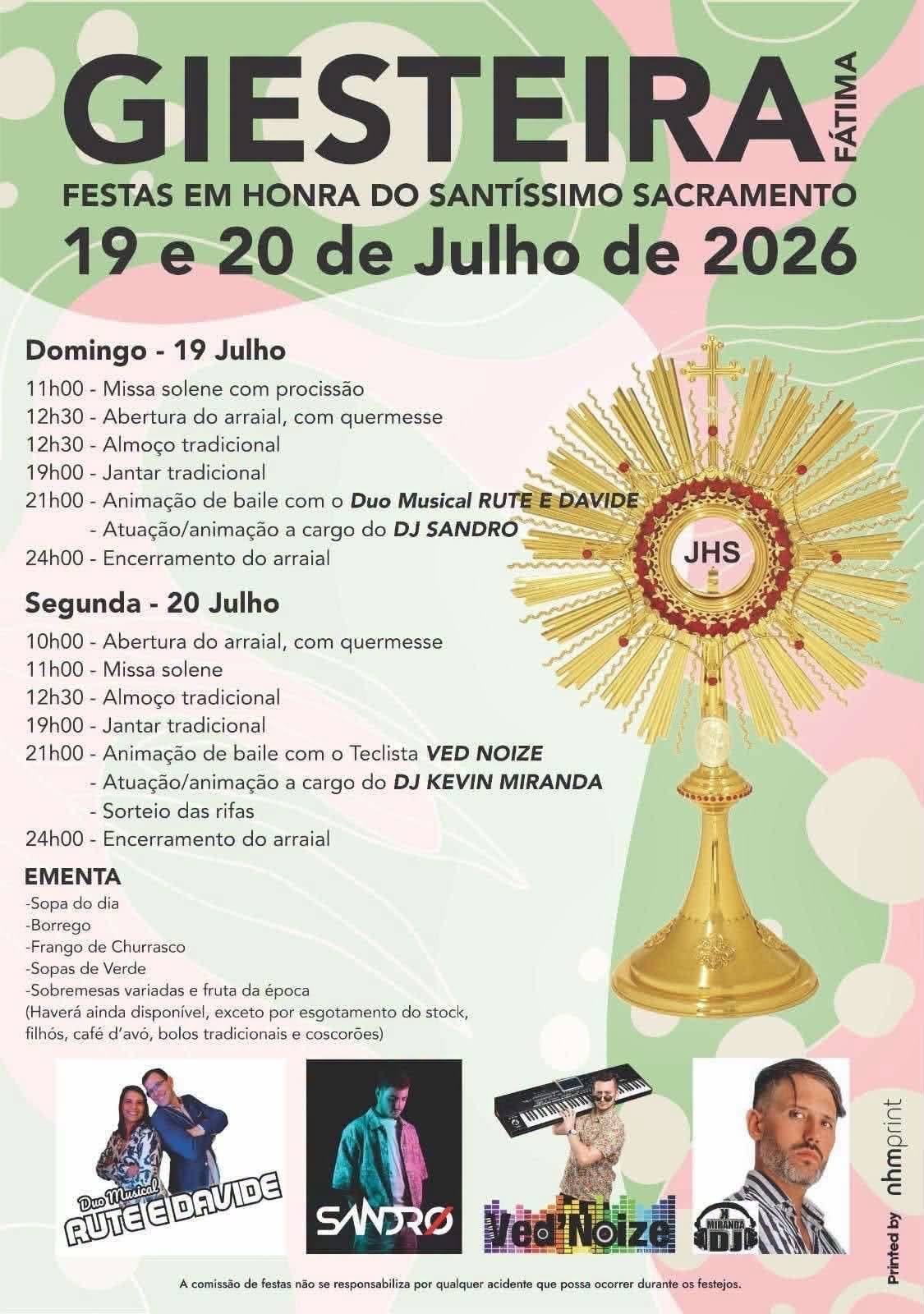 Cartaz de Festas em Honra do Santíssimo Sacramento