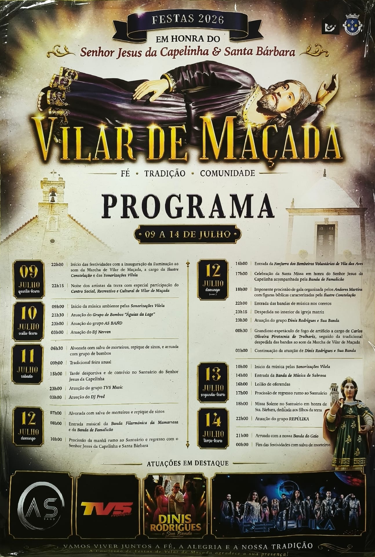Cartaz de Festas em Honra do Senhor Jesus da Capelinha e Santa Bárbara