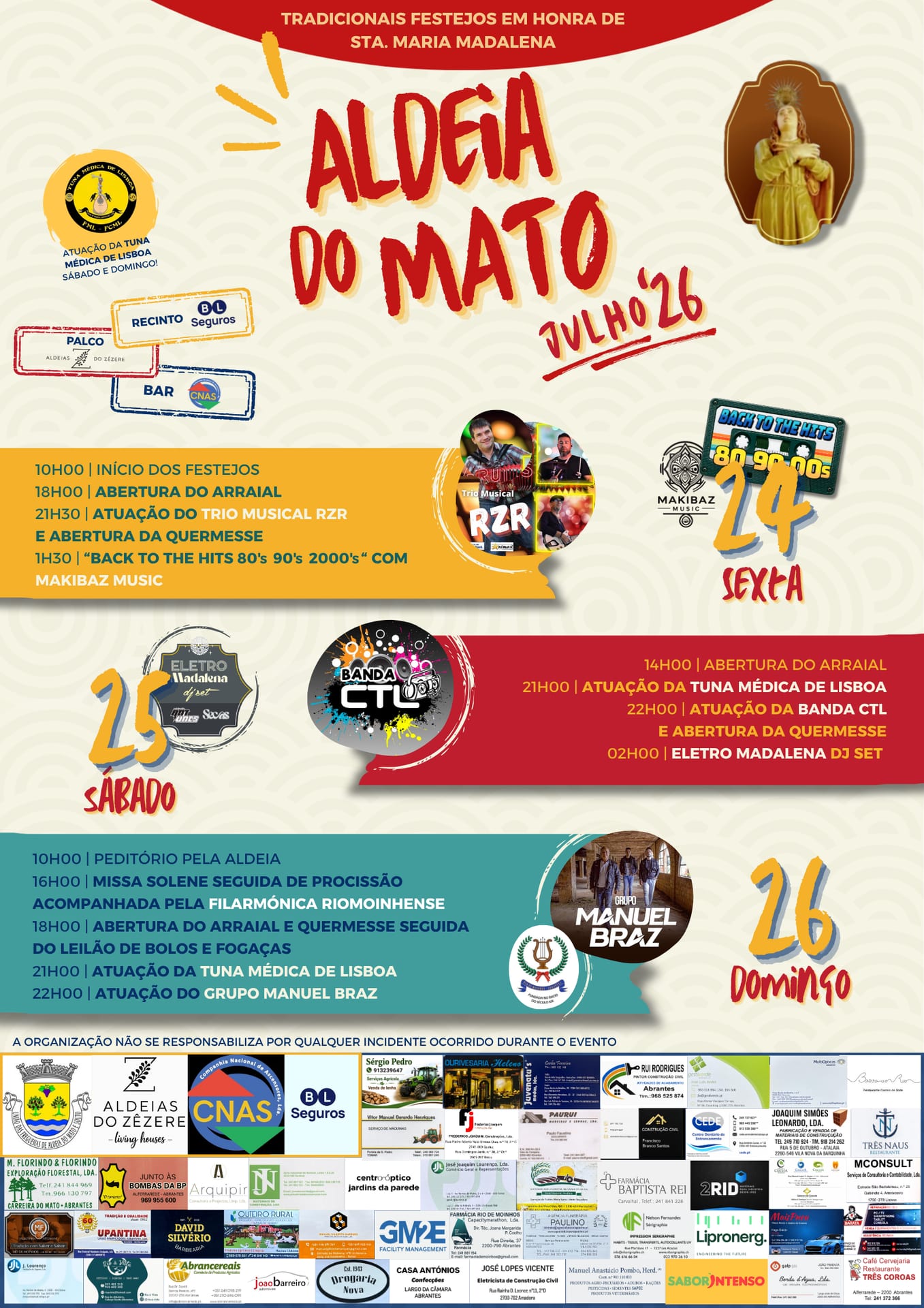 Cartaz de Festejos em Honra de Santa Maria Madalena