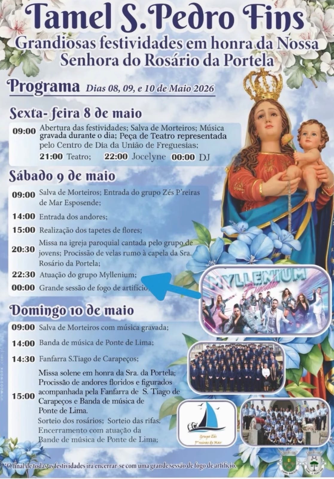 Cartaz de Festividades em Honra da Senhora do Rosário da Portela