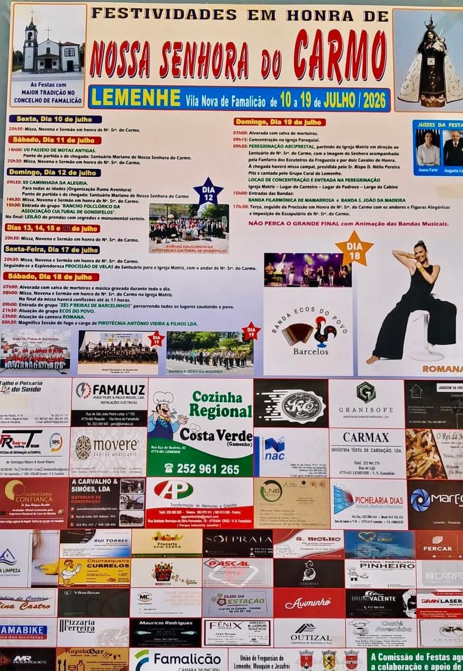 Cartaz de Festividades em Honra de N.ª Sr.ª do Carmo