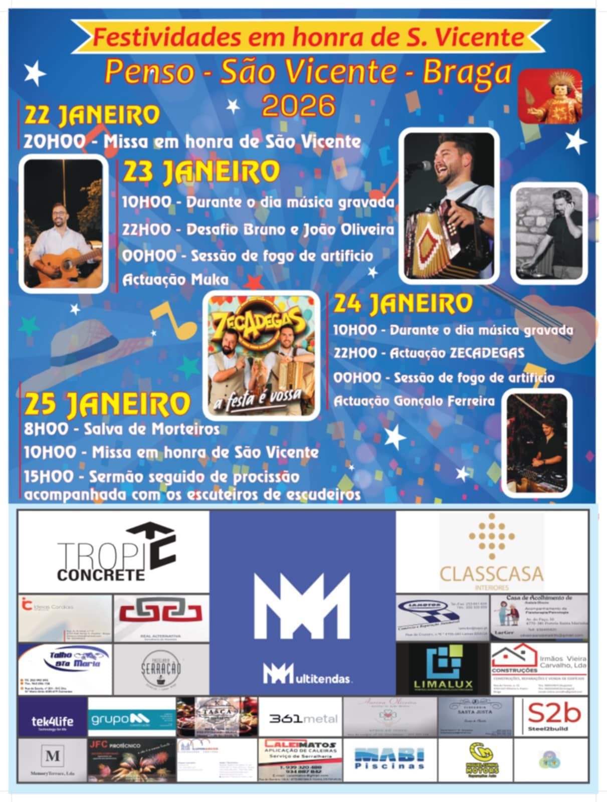 Cartaz de Festividades em Honra de São Vicente