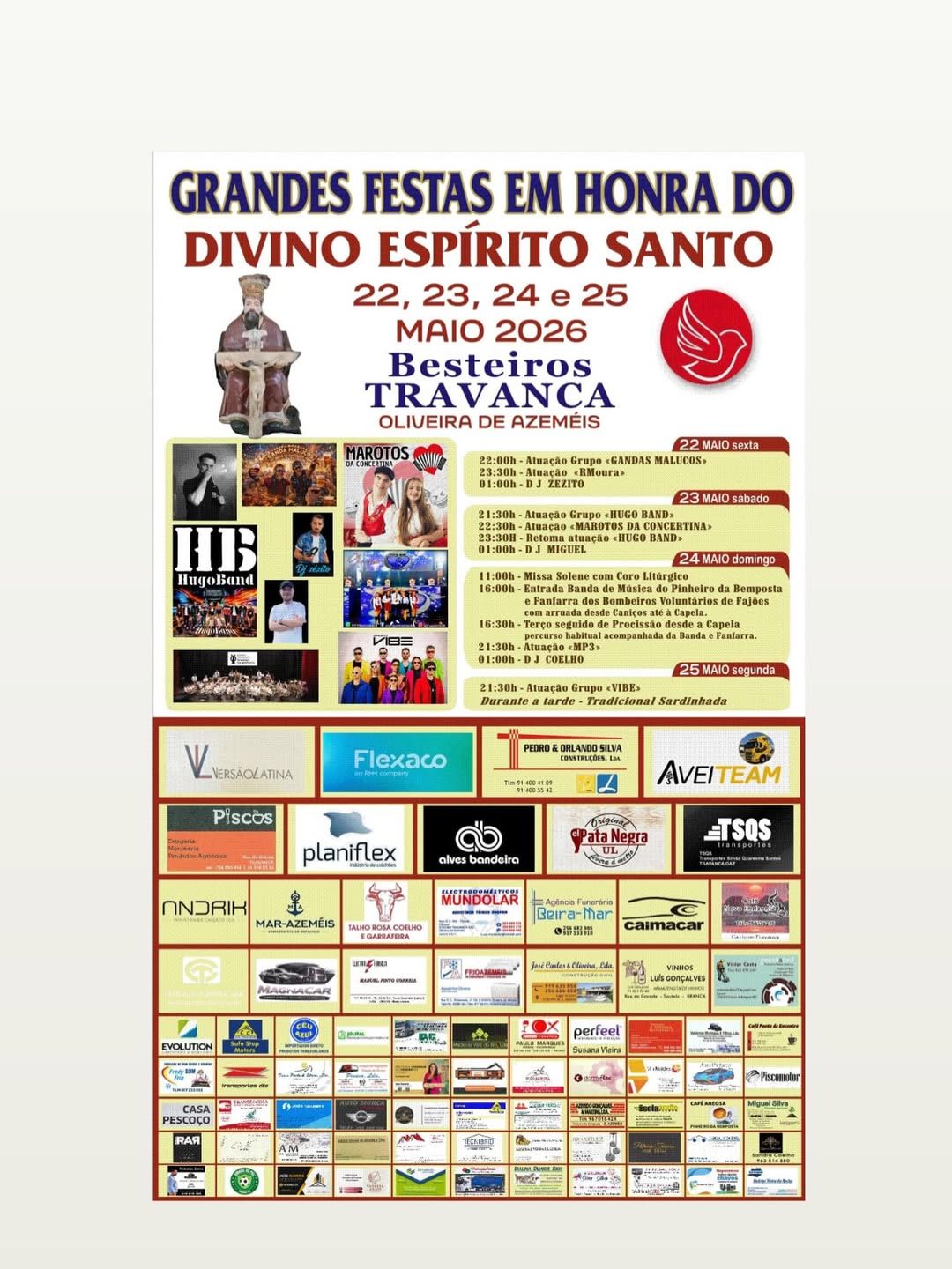 Cartaz de Grandes Festas em Honra do Divino Espírito Santo