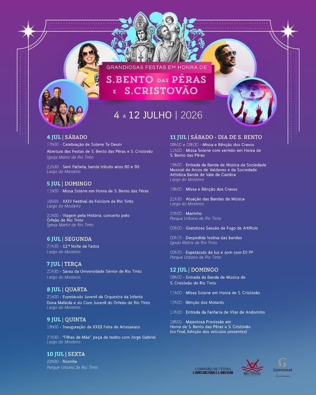 Cartaz de Grandiosas Festas em Honra de S. Bento das Pêras e S. Cristóvão