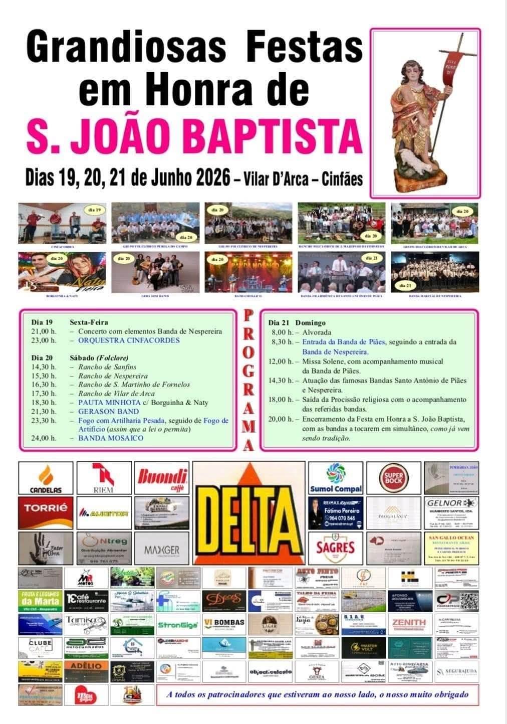 Cartaz de Grandiosas Festas em Honra de São João Baptista