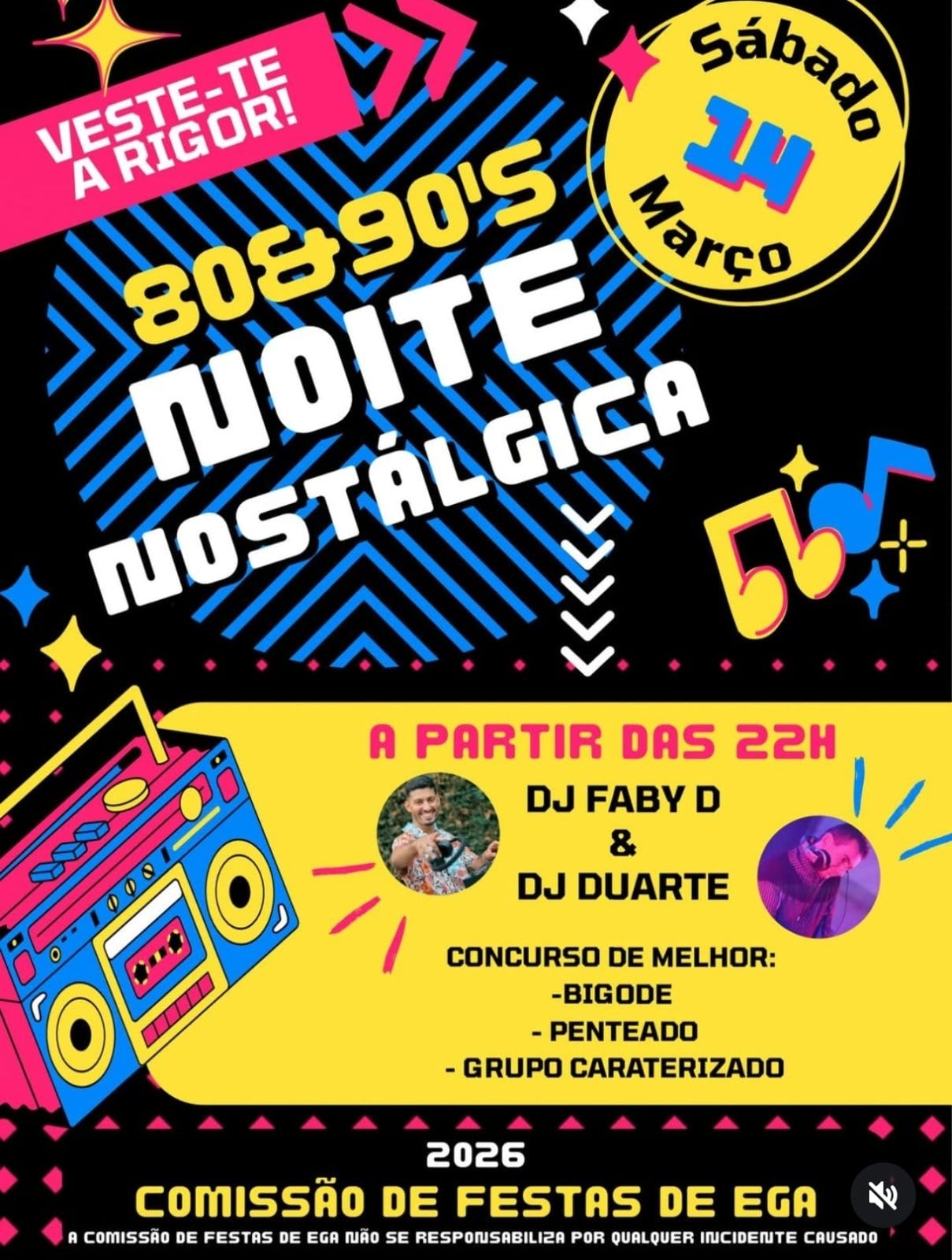 Cartaz de Noite Nostálgica 80s & 90s