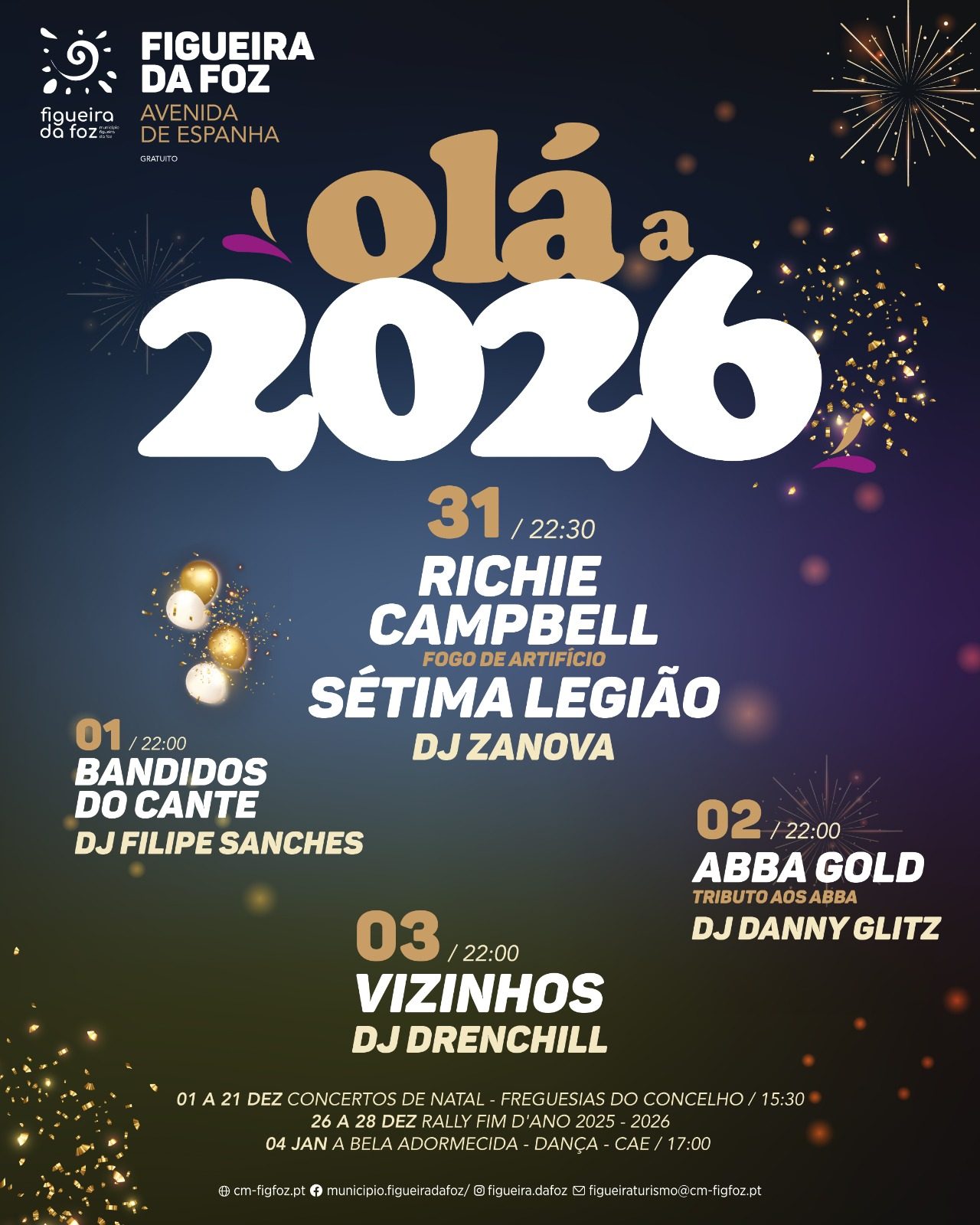 Cartaz de Olá a 2026 ‒ Passagem de Ano ‒ Figueira da Foz