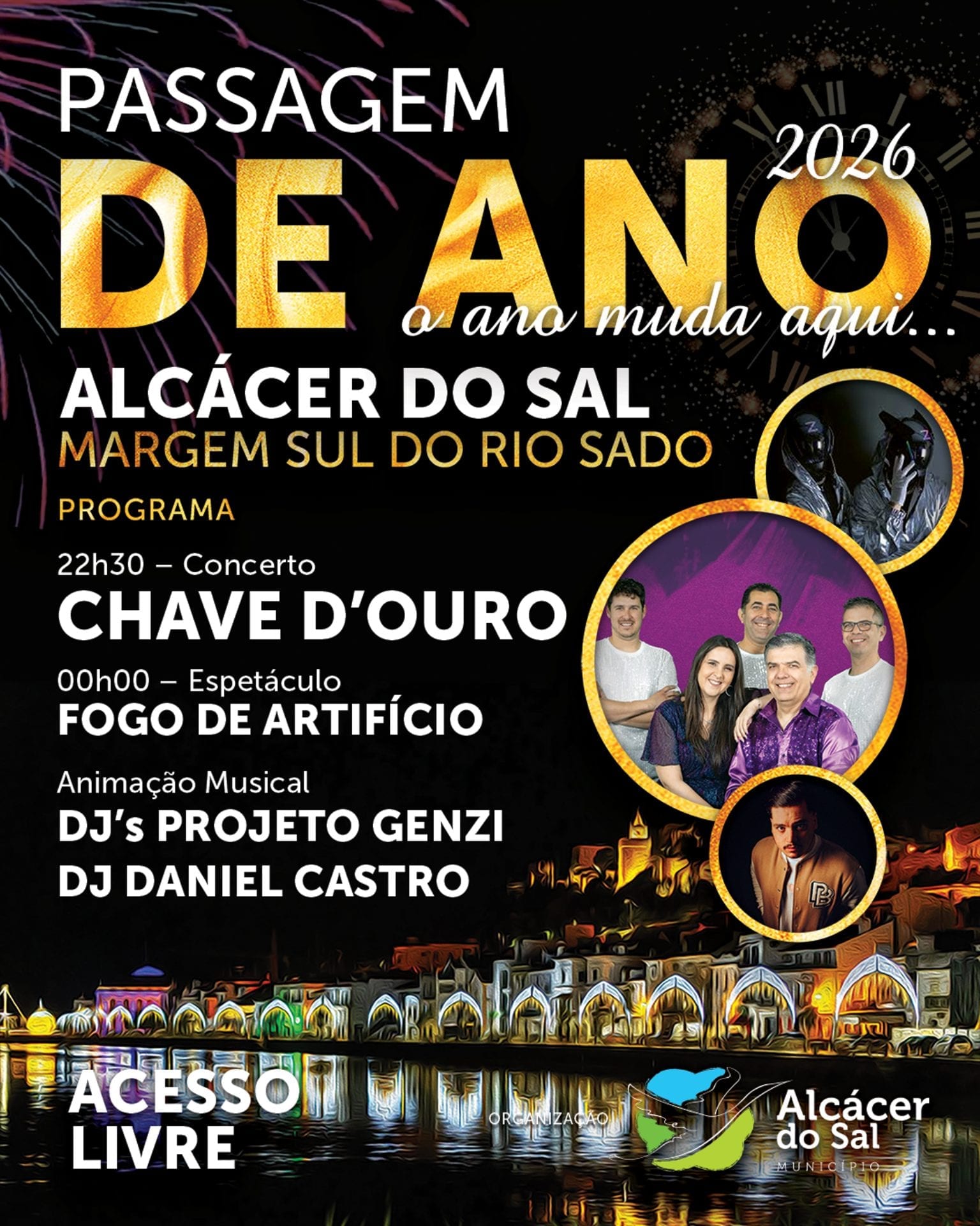 Cartaz de Passagem de Ano 2025/2026 - Alcácer do Sal