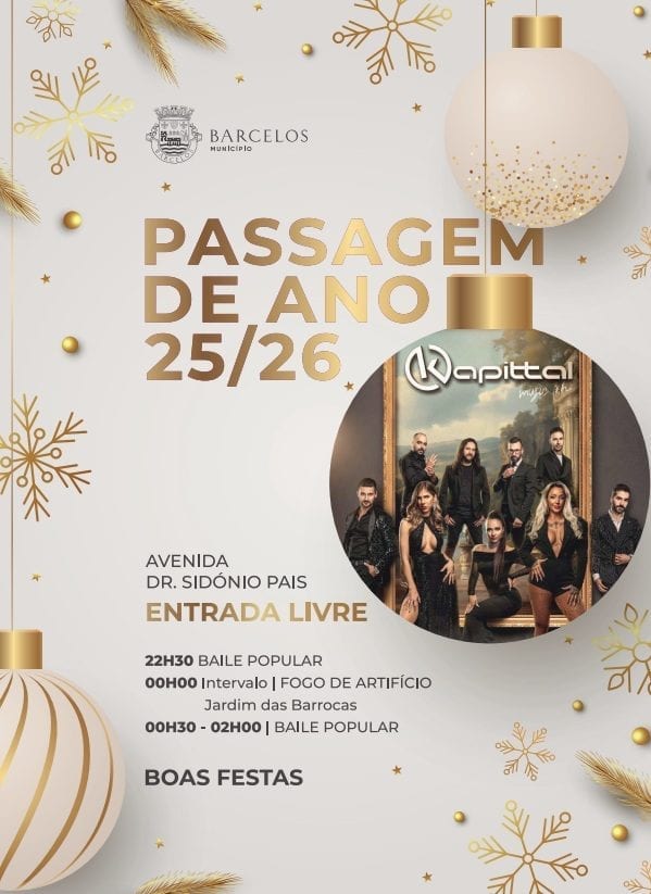 Cartaz de Passagem de Ano 2025/2026 - Barcelos