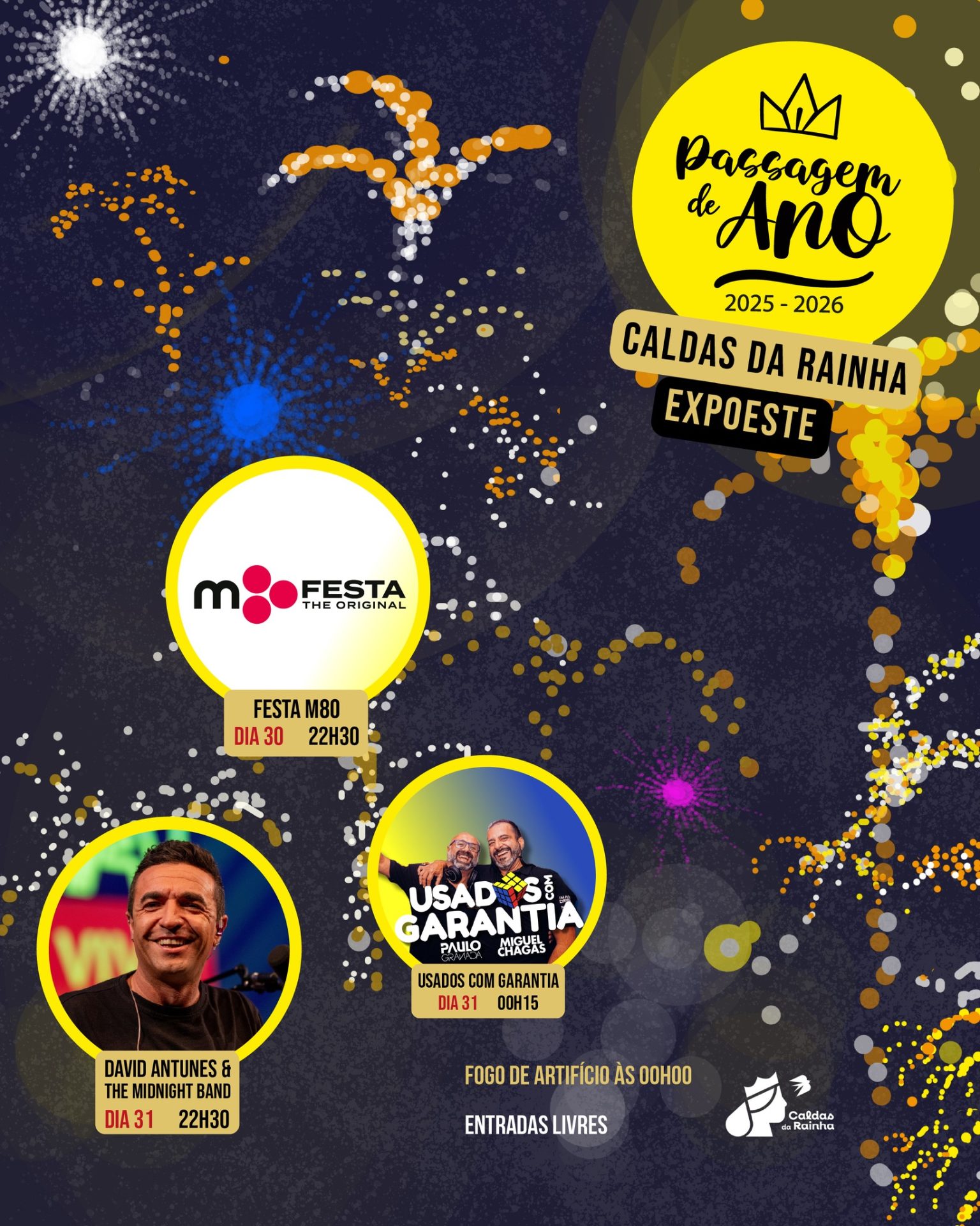 Cartaz de Passagem de Ano 2025/2026 - Caldas da Rainha