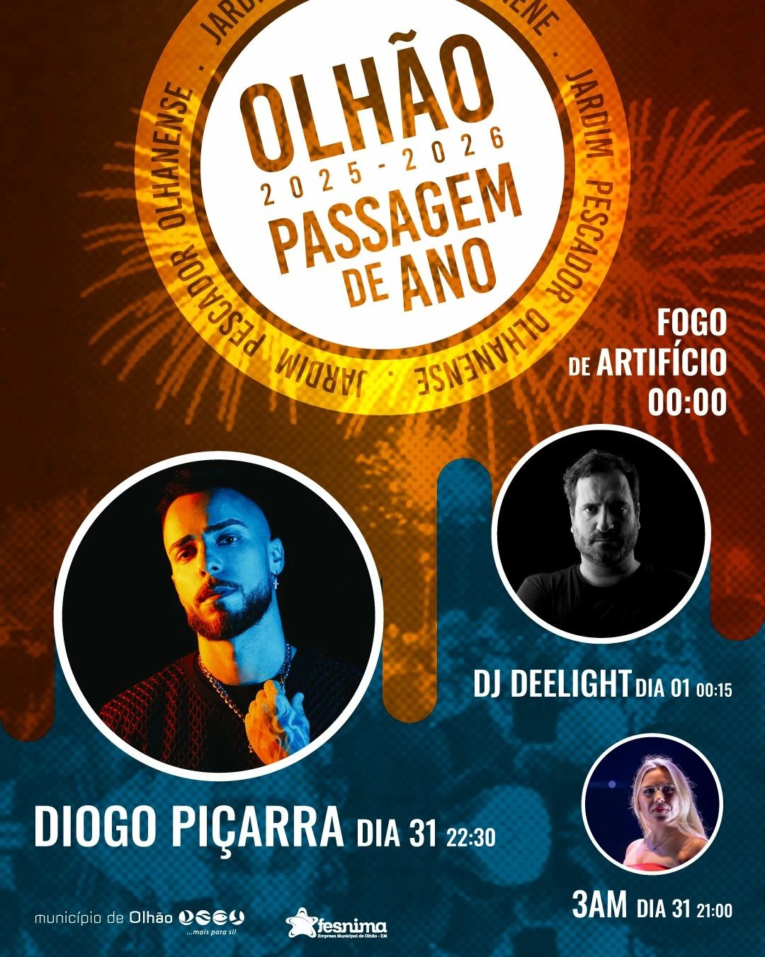 Cartaz de Passagem de Ano 2025/2026 - Olhão