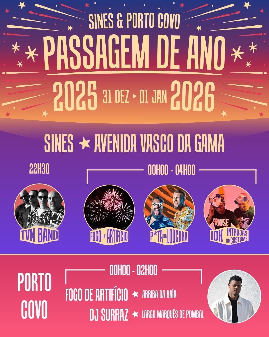 Cartaz de Passagem de Ano 2025/2026 - Sines