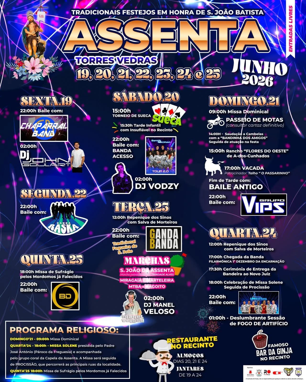 Cartaz de Tradicionais Festejos em Honra de S. João Batista