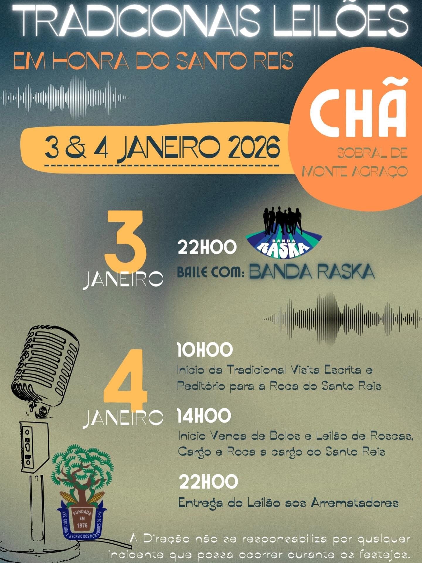 Cartaz de Tradicionais Leilões em honra do Santo Reis