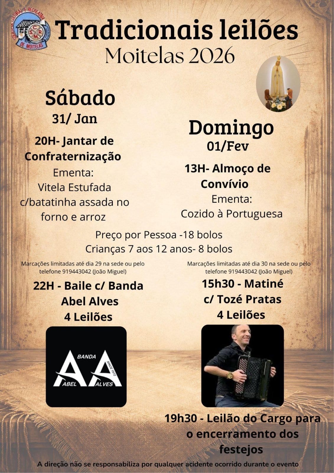 Cartaz de Tradicionais Leilões de Moitelas